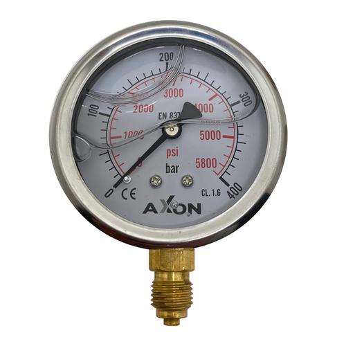 WATER PRESSURE-GLYCERIN FILLED GAUGE Φ63mm BOTTOM CONNECTION 1/4"-RANGE 0-400bar