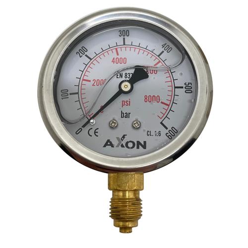 WATER PRESSURE-GLYCERIN FILLED GAUGE Φ63mm BOTTOM CONECTION 1/4"-RANGE 0-600bar