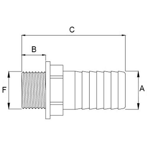 STRAIGHT HOSE FITTING WITH MALE THREAD (1 1/4'' - D30)