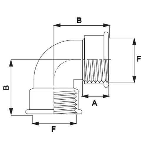 90° HOSETAIL WITH FEMALE - FEMALE THREAD 1/2"