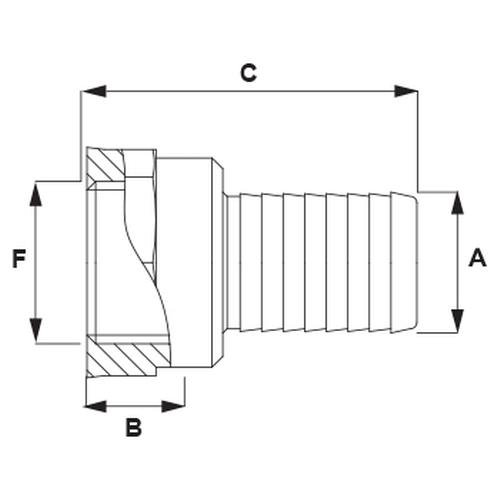 STRAIGHT HOSE FITTING WITH FEMALE THREAD (1/2'' - D16)