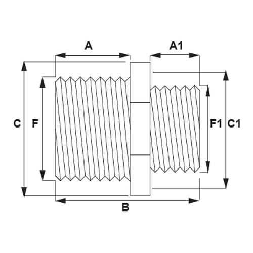 MALE-MALE REDUCER NIPPLE 3/4''-1/2''