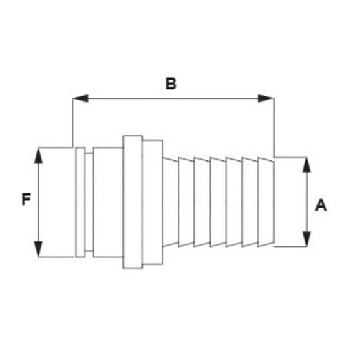 STRAIGHT HOSE FITTING FOR FLYING NUT 1 1/4" D25