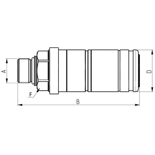 QUICK RELEASE FEMALE COUPLING PUSH PULL Μ22Χ1.5 MALE THREAD (LONG)