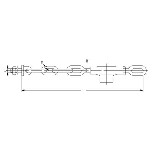 STABILIZER CHAIN ASSEMBLY M22 - 3 LINKS L=480mm