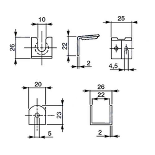 BONNET FIXING PLATE FOR HOOD ROD SMALL (Set)