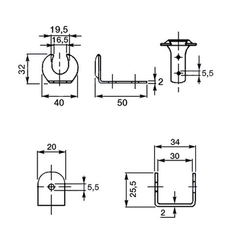 BONNET FIXING PLATE FOR HOOD ROD (Set)