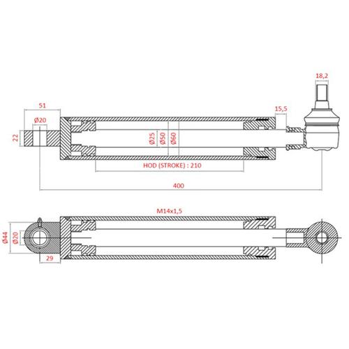 HYDRAULIC STEERING CYLINDER FIAT/Ν.Η.