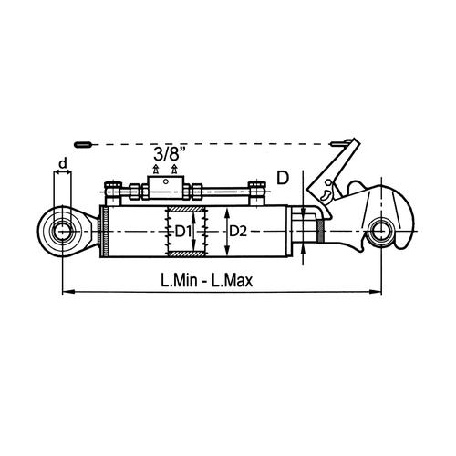 HYDRAULIC TOP LINK HOOK-BALL  50-60-30 min-max 610-820