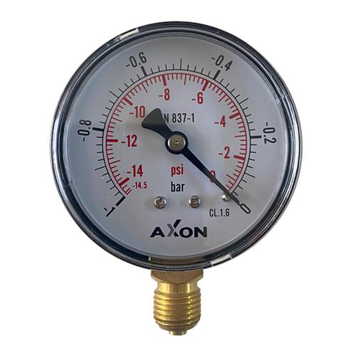 PRESSURE GAUGE Φ63mm BOTTOM CONNECTION 1/4"- RANGE -1/0bar