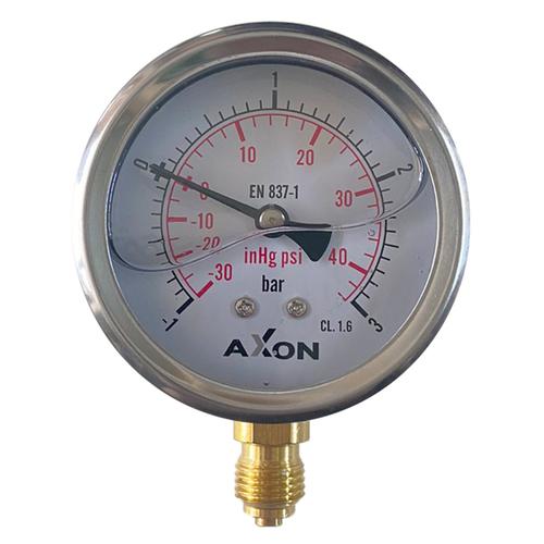 PRESSURE GAUGE GLYCERIN FILLED Φ63mm BOTTOM CONNECTION 1/4"- RANGE -1/+3bar