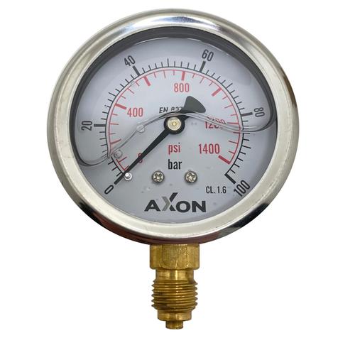 WATER PRESSURE-GLYCERIN FILLED GAUGE Φ63mm BOTTOM CONNECTION 1/4"-RANGE 0-100bar