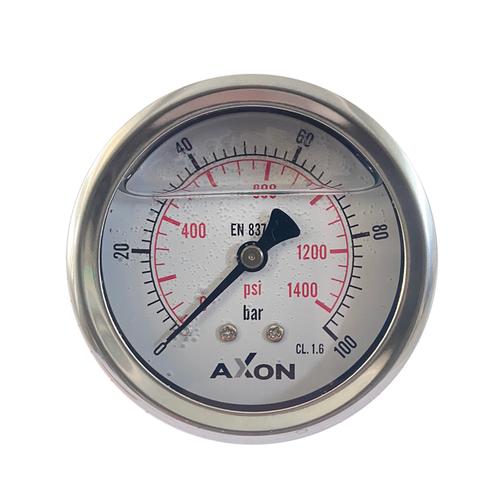 WATER/OIL PRESSURE-GLYCERIN FILLED GAUGE Φ63mm BACK CONNECTION 1/4"-RANGE 0-100bar