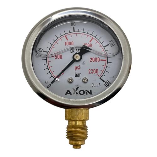 WATER PRESSURE-GLYCERIN FILLED GAUGE Φ63mm BOTTOM CONNECTION 1/4"-RANGE 0-160bar