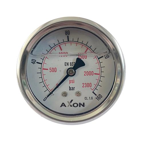 WATER/OIL PRESSURE-GLYCERIN FILLED GAUGE Φ63mm BACK CONNECTION 1/4"-RANGE 0-160bar