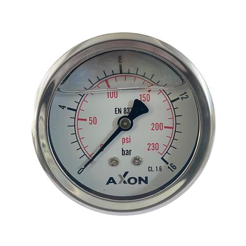 WATER/OIL PRESSURE-GLYCERIN FILLED GAUGE Φ63mm BACK CONNECTION 1/4"-RANGE 0-16bar