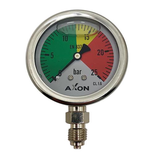 WATER PRESSURE-GLYCERIN FILLED GAUGE Φ63mm BOTTOM CONNECTION 1/4"-RANGE 0-25bar