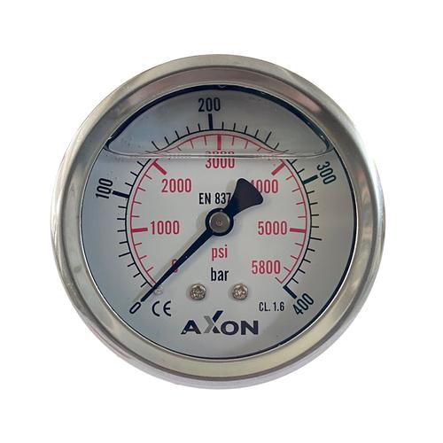 WATER/OIL PRESSURE-GLYCERIN FILLED GAUGE Φ63mm BACK CONNECTION 1/4"-RANGE 0-400bar