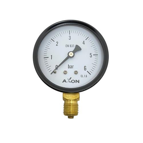 WATER PRESSURE GAUGE Φ63mm BOTTOM CONNECTION 1/4"-RANGE 0-6bar