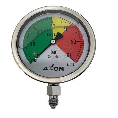 GLYCERIN FILLED GAUGE Ø100mm BOTTOM CONNECTION 1/4"-RANGE 0-60bar