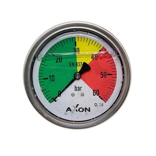 GLYCERIN FILLED GAUGE Ø100mm BACK CONNECTION 1/4"-RANGE 0-60bar