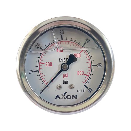 WATER/OIL PRESSURE-GLYCERIN FILLED GAUGE Φ63mm BACK CONNECTION 1/4"-RANGE 0-60bar