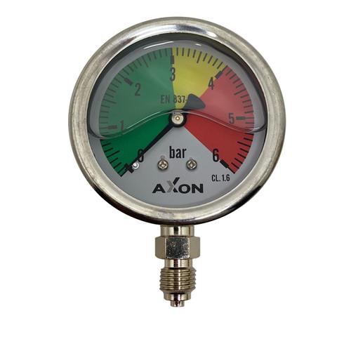 WATER PRESSURE-GLYCERIN FILLED GAUGE Φ63mm BOTTOM CONNECTION 1/4"-RANGE 0-6bar