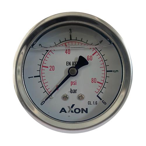 WATER/OIL PRESSURE-GLYCERIN FILLED GAUGE Φ63mm BACK CONNECTION 1/4"-RANGE 0-6bar