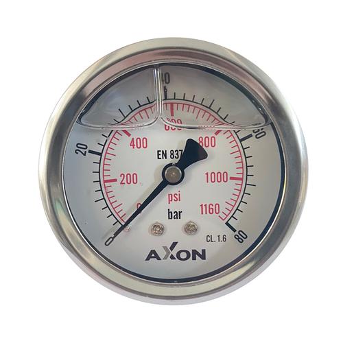 WATER/OIL PRESSURE-GLYCERIN FILLED GAUGE Φ63mm BACK CONNECTION 1/4"-RANGE 0-80bar