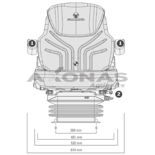 TRACTOR SEAT GRAMMER MAXIMO WITH FOLDABLE ARMREST & PNEUMATIC SUSPENSION 12V