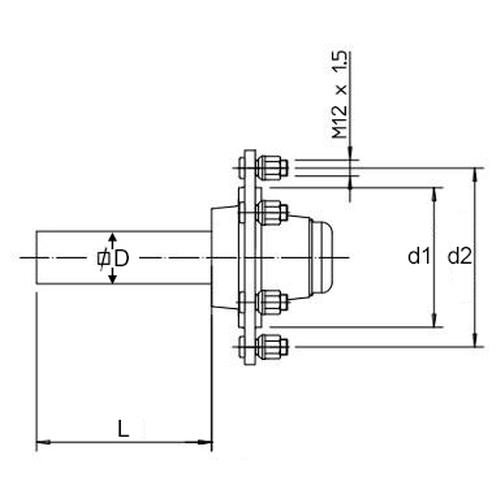 WHEEL HUB 35X35 SQUARE AXLE 4 BOLTS 200mm