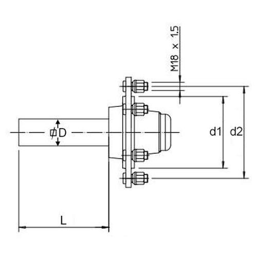 WHEEL HUB 50x50 SQUARE AXLE 6 BOLTS 200mm