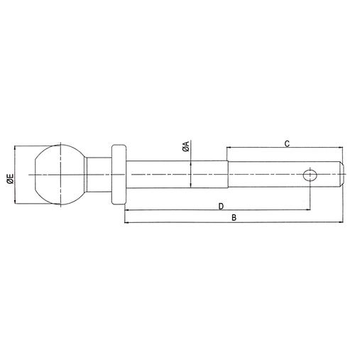 TOW BALL 2" WITH PIN 25X160 AND CHAIN