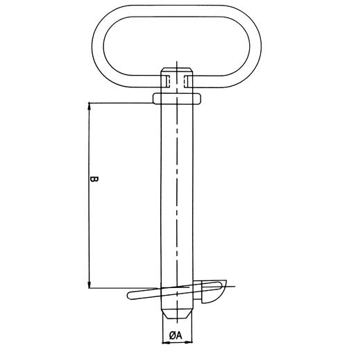 HITCH PIN WITH HAIR PIN (OVAL HANDLE) DEUTZ 25X175mm