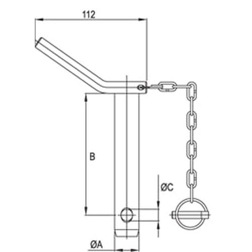 BENT HANDLE HITCH PIN 19X135mm