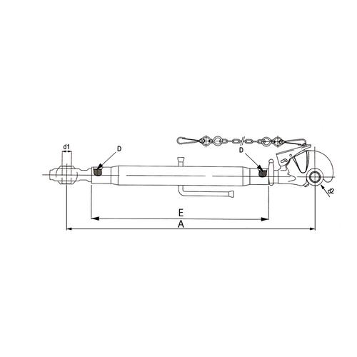 TOP LINK WITH BALL AND RAPID HOOK 30X3 min-max 600-850