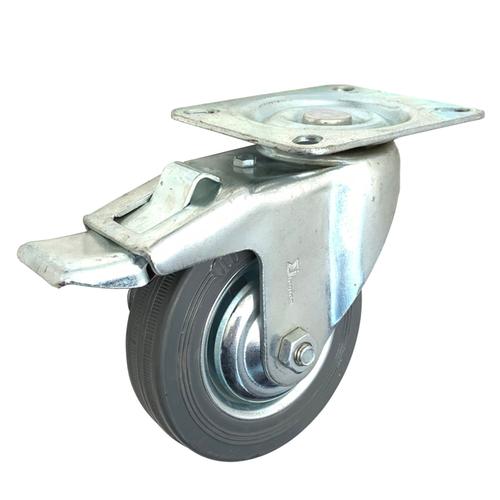 GREY SWIVEL WHEEL WITH BRAKE Ø100mm