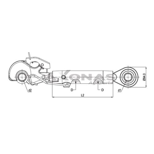 TOP LINK WITH RAPID HOOK 36Χ4 Ø25-Ø25 min-max 540-700