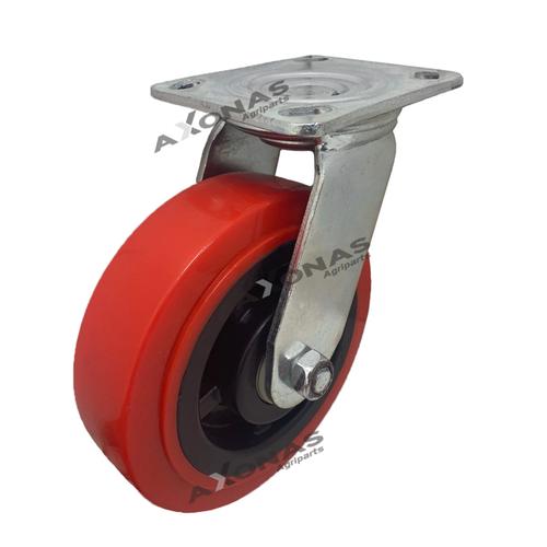 PU RED SWIVEL WHEEL Ø100mm