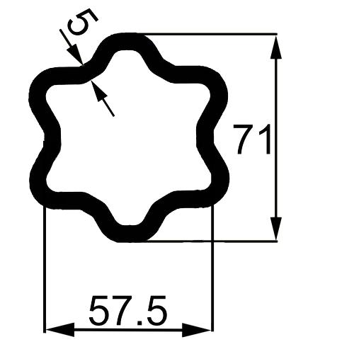 ΣΩΛΗΝΑΣ ΕΞΑΓΩΝΟΣ 65ΗΡ ΕΞΩ 71.2Χ57.5X5 ΚΙΝΑΣ