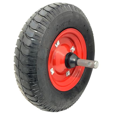 WHEEL WITH METALLIC RIM 400X8 4PR (HEAVY DUTY) (Shaft: Ø16xL220)