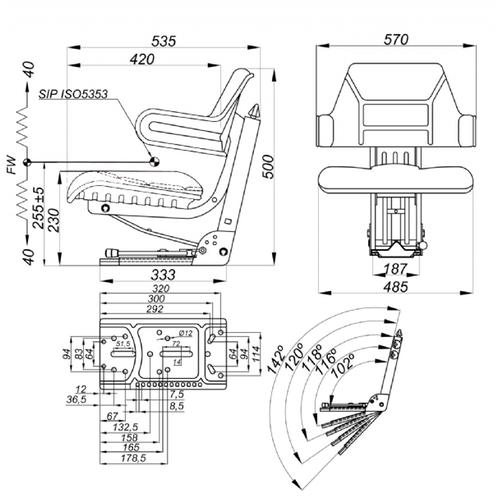 TRACTOR SEAT WITH ARMREST (BLUE)