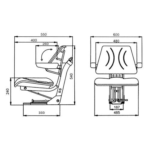 TRACTOR SEAT WITH FOLDABLE ARMREST