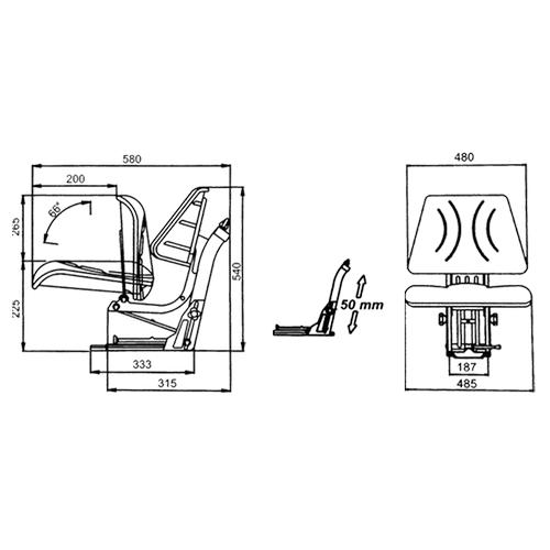 DEUTZ/J.D. FOLDABLE CUSHION TRACTOR SEAT