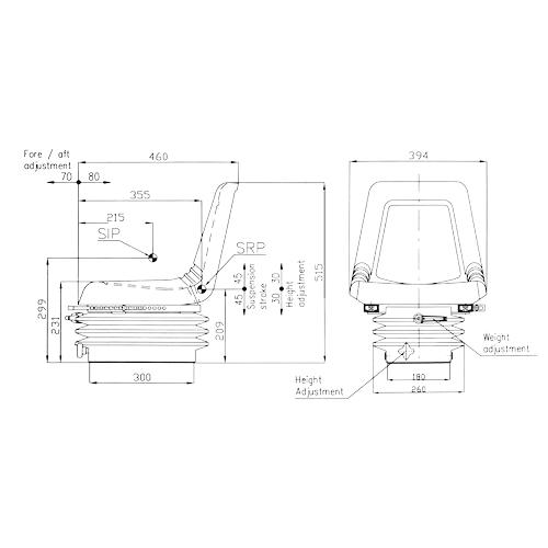 NARROW COMPACT TRACTOR SEAT WITH MECHANICAL SUSPENSION