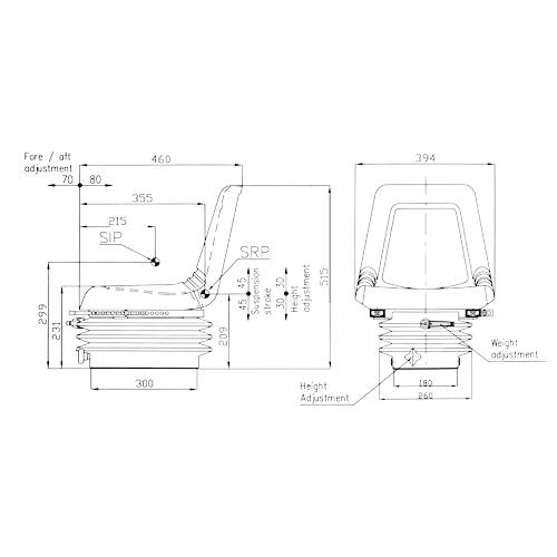 NARROW COMPACT TRACTOR SEAT WITH MECHANICAL SUSPENSION