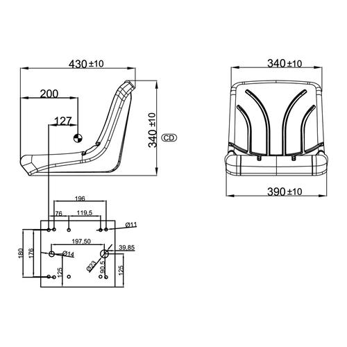 PAN TYPE SEAT WITHOUT SLIDING BASE