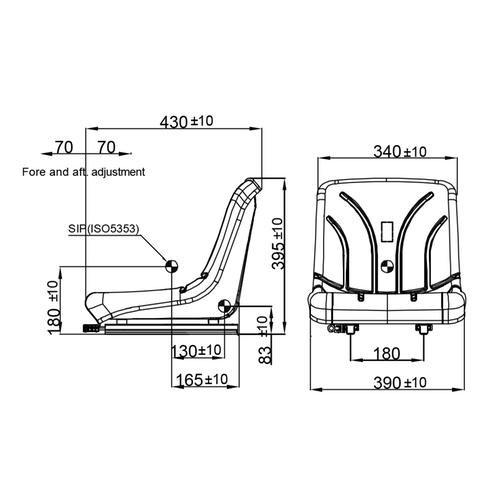 FORKLIFT PAN TYPE SEAT WITH SLIDING BASE