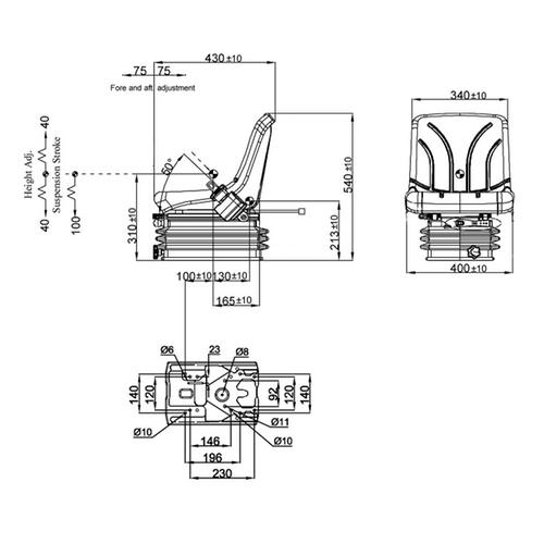 COMPACT PAN TYPE SEAT WITH MECHANICAL SUSPENSION