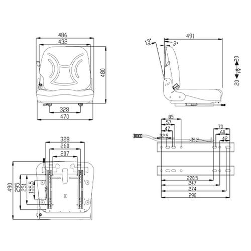 FORKLIFT SEAT WITHOUT ARMREST